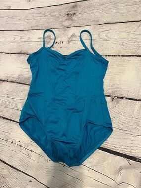 Suffolk Leotard SA teal camisole princess seam low back leotard